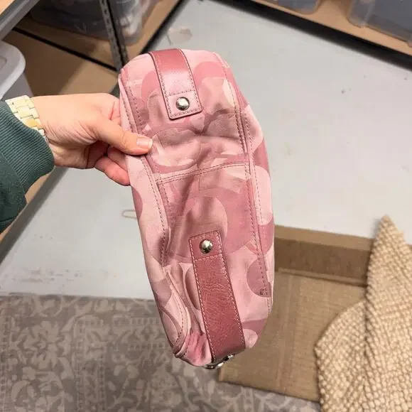 Y2K PINK Coach Signature C Logo Hobo Shoulder Bag VTG Zoe Optic EUC 2000s F14710 - Picture 9 of 11